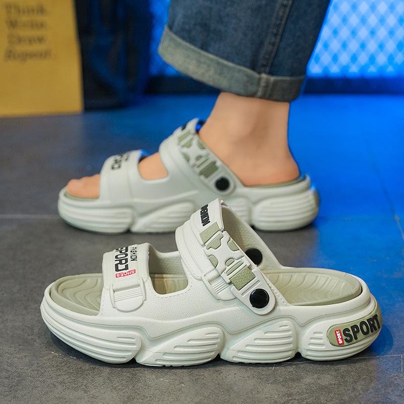 Pantuflas de verano para hombre nuevo estilo engrosado de un solo par de sandalias y zapatillas antideslizantes zapatos de playa de doble uso para deportes y ocio