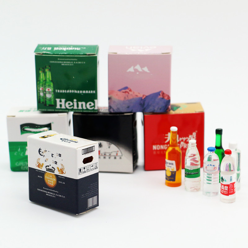 Dollhouse Doll House Miniature Artificial Mineral Water Beer Set Mini Packaging Box Ob11 Food and Play Props