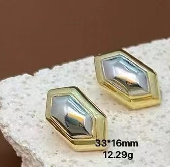 Geometric Pattern Women's Gender Mixed Metal, Plating Design 1 Pair IG Style Geometric Mixed Metal Plating Copper 18K Gold Plated Ear Studs