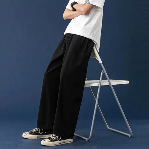 Japanese-style Ice Silk Pants for Men: Summer Thin Korean-Style Trendy Plus-Size Straight-Leg Casual Wearable Sports & Leisure Trousers