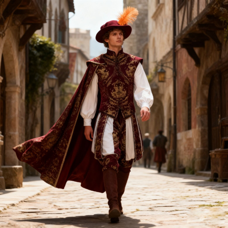 Medieval European Aristocratic Tudor King Double-Layered Vest, Pumpkin Pants Costume, Half-Shoulder Cape, Renfaire Gown Medieval European Aristocratic Tudor King Double-Layered Vest, Pumpkin Pants Costume, Half-Shoulder Cape, Renfaire Gown