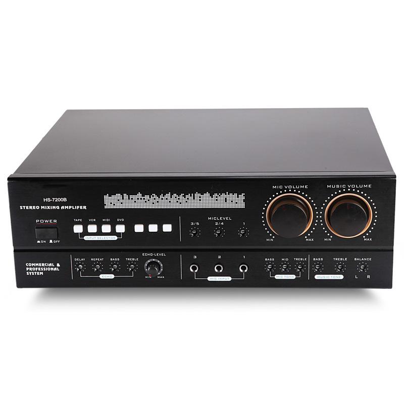 250W máquina de fusión HS-7200A Paquete de tarjeta de dos canales amplificador de altavoz alrededor de la habitación con amplificador de karaoke