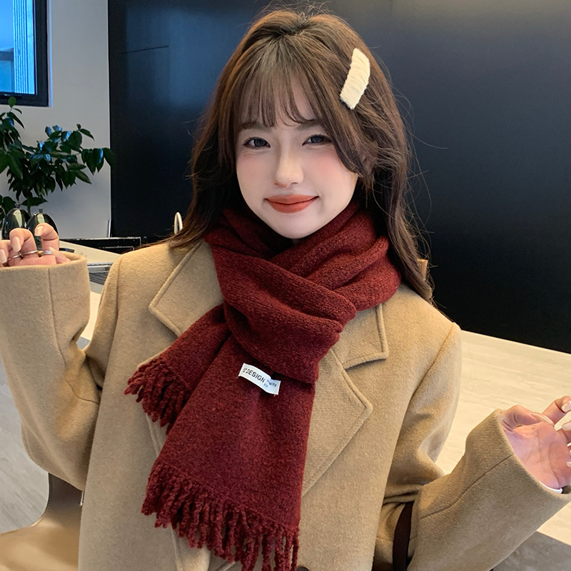 围巾女2025新款高级感保暖加厚柔软针织围脖冬季安可拉红学生百搭|undefined