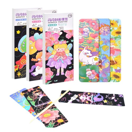 Children's Scratch Art Fun Glittery Girl DIY Handmade Painting Toy Sparkling Scratch Paper Notepad