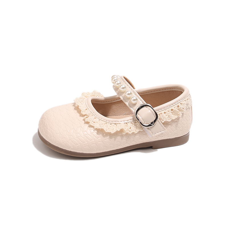 Zapatos de cuero de niñas zapatos de encaje de moda 2026 primavera nuevos zapatos de rendimiento de suela suave de niñas zapatos de princesa de perlas para niños image 6