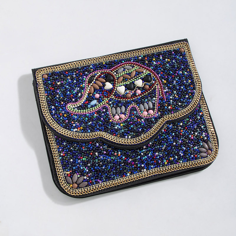 Bohemian Style Bag Rice Beads Ethnic Style Satchel Shell Mobile Phone Bag Flower PU Travel Shoulder Crossbody Women's Bag Bohemian Style Bag Rice Beads Ethnic Style Satchel Shell Mobile Phone Bag Flower PU Travel Shoulder Crossbody Women's Bag