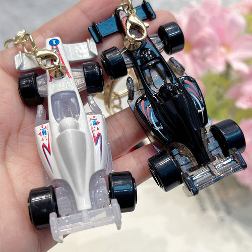 Creative Transparent Alloy Equation Car Keychain Mini Racing Toy Model Keychain Small Pendant Gift Wholesale