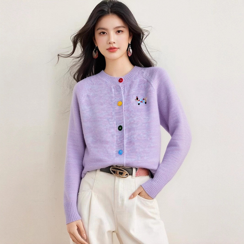 时尚百搭长袖针织衫女秋装2025年秋季新款宽松显瘦女士打底衫上衣|undefined