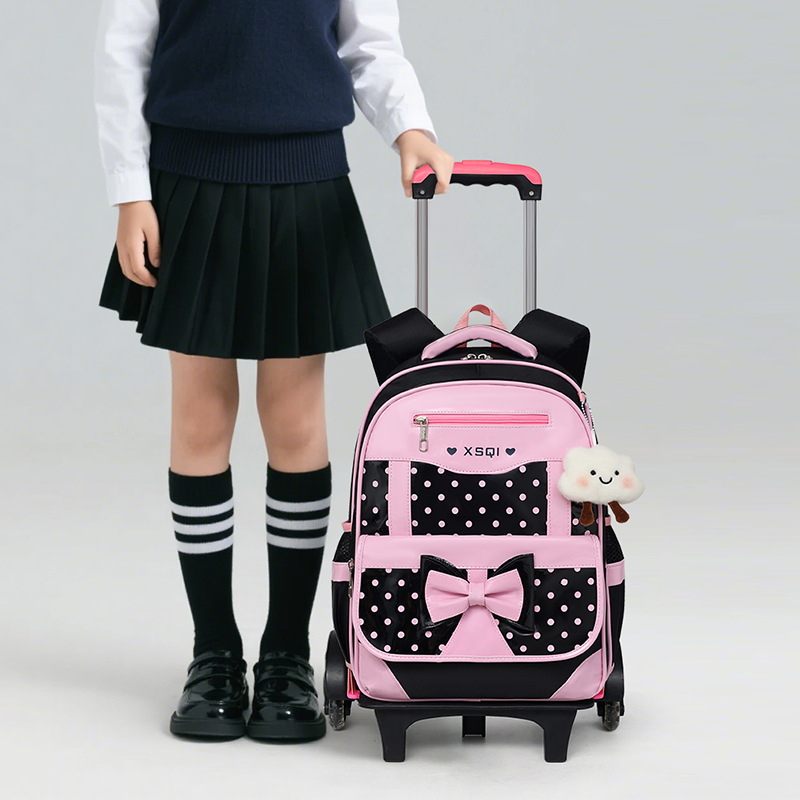 儿童拉杆书包三轮女孩公主小学生双肩包女童书包1-3-5-6年级拖拉
