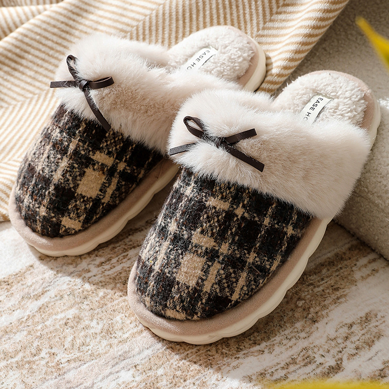 Zapatillas de algodón para mujer, pantuflas peludas cálidas para el hogar, para uso exterior, antideslizantes, para interiores, medio deslizamiento, invierno, 2024