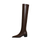 009-22 Fashion pointy toe thick heel knee high boots show thin and versatile elastic thin boots women's boots