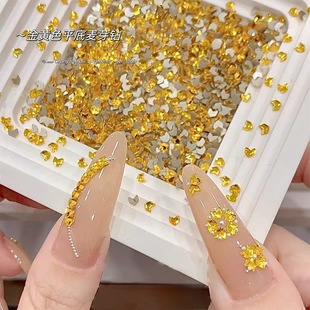 Autumn and Winter New Golden Malt Diamond Nail Art Jewelry Super Flash Wheat Spike Diamond Flat-bottom Special-shaped Diamond Flat-bottom Nail Drill