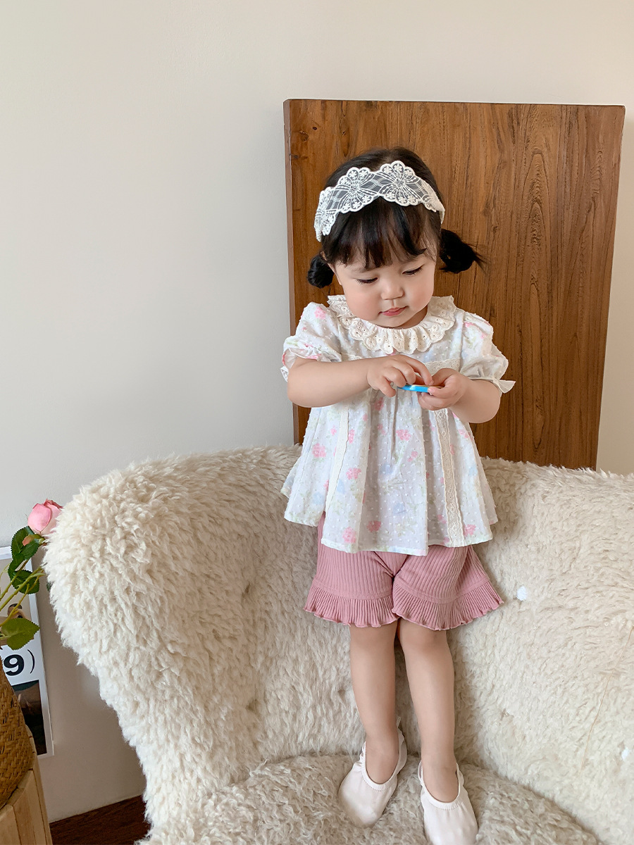 Camisa de bebé 2024 verano nuevo estilo para niños estilo coreano camisa de bebé estilo occidental niña camisa de manga corta ropa de bebé femenino
