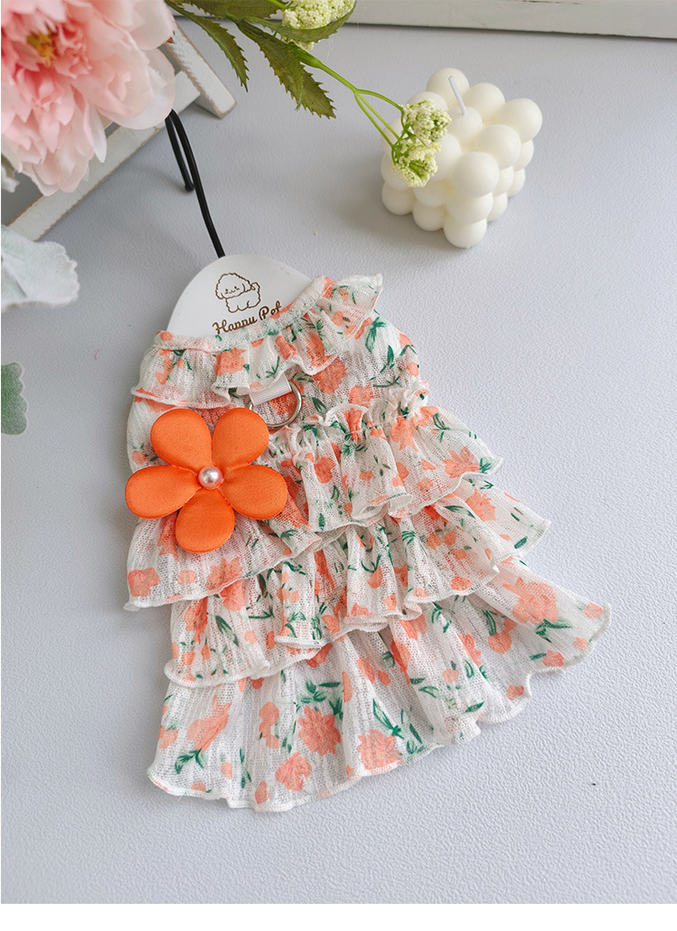 Robe plissée à fleurs style princesse pour chien et chat été_voghion.com