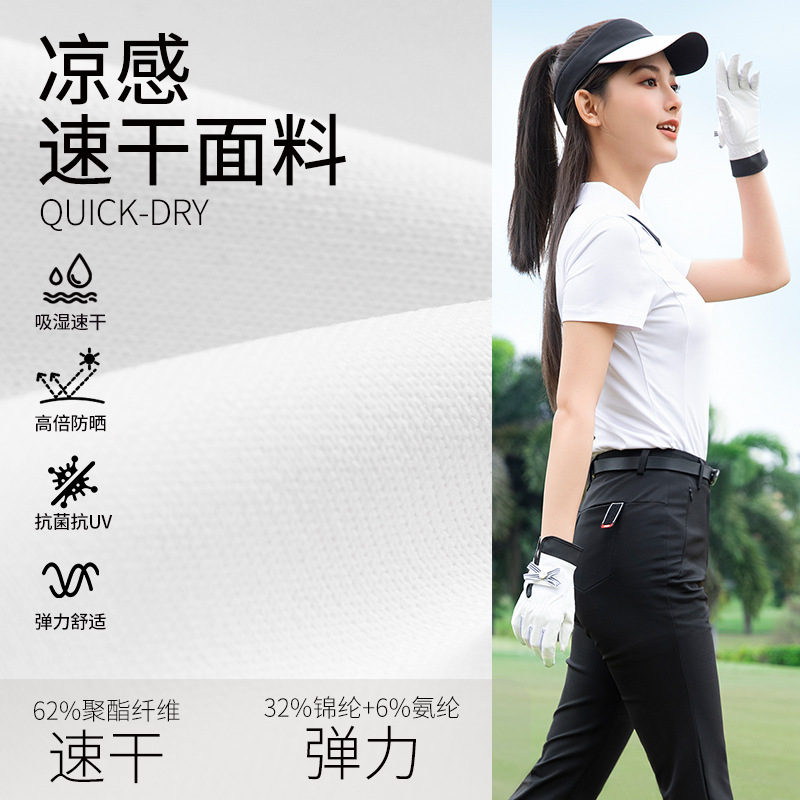 Áo thun golf nữ tay ngắn chống nắng UPF50+ kháng khuẩn — YF776-áo màu trắng, YF776-áo màu xanh pha lê băng, YF776-Áo màu xanh hải quân, YF776-áo màu hồng hoa anh đào