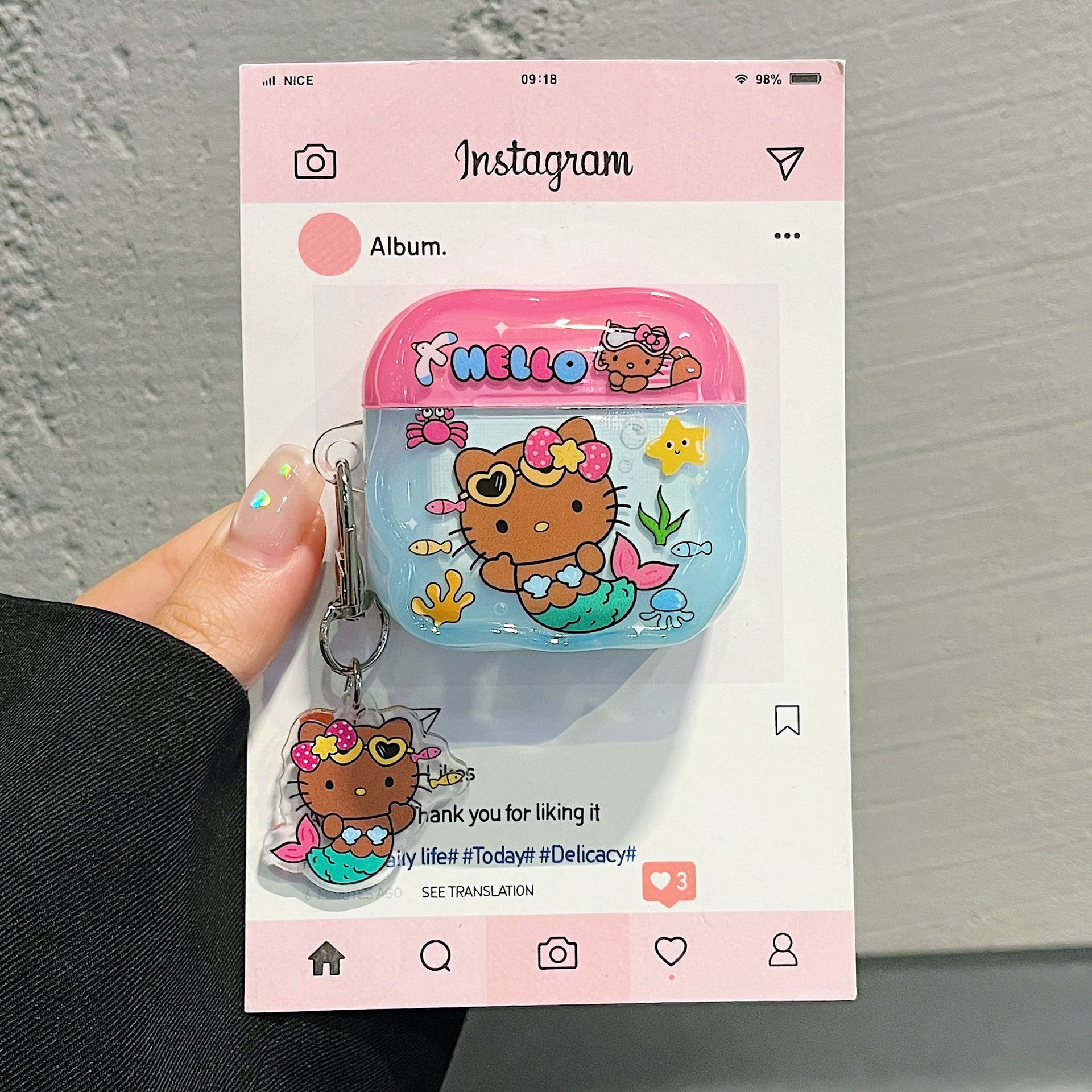 Cuerpo de auriculares IMD Kitty Mermaid para AirPodsPro Cuerpo de auriculares Bluetooth AirPods3 / 4 generación a prueba de caídas