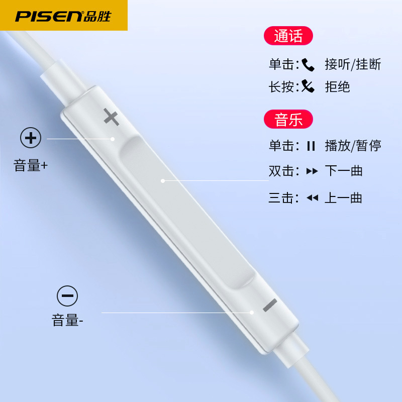 品勝type-cイヤホン有線半入耳式ケーブルコントロール麦音楽通話hifi携帯電話パソコン耳麦|undefined
