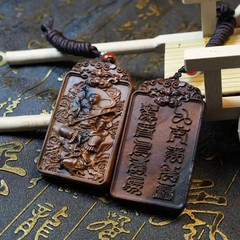 天然雷撃棗木真武大帝武財神虎頭ペンダント神トークンストラップペンダント玄天彫刻