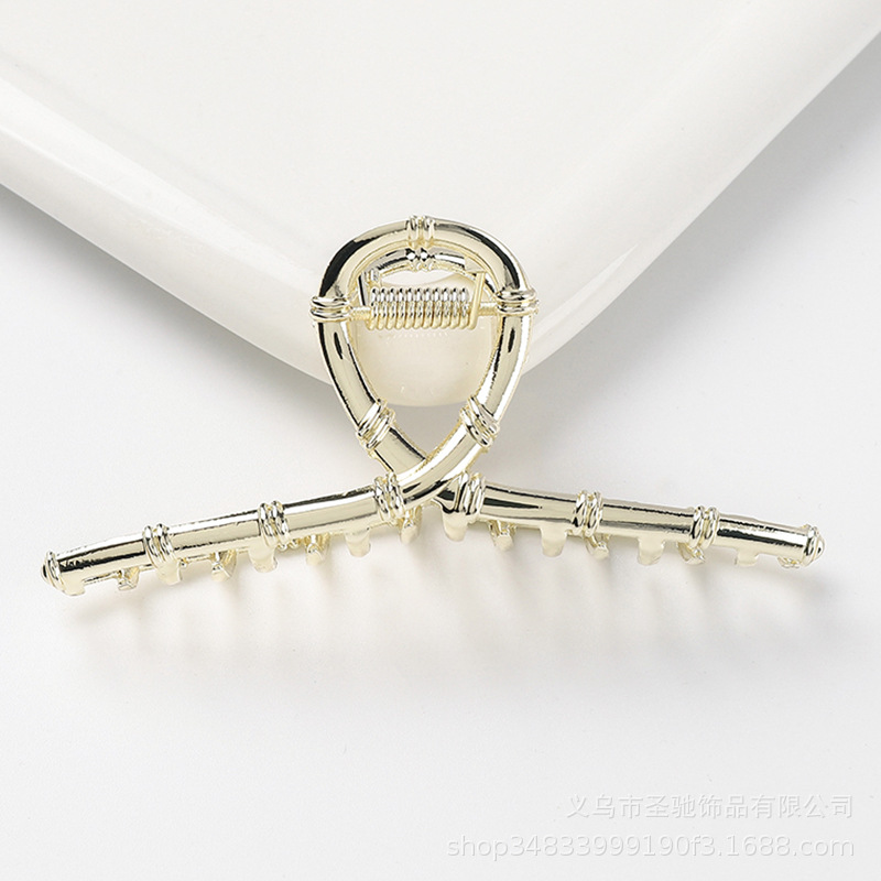 Pinza de Pelo Estilo Coreano, Accesorio para el Cabello con Revestimiento Electrolítico de Aleación, Pinza de Tiburón Grande, Simple y Moderna para Mujer