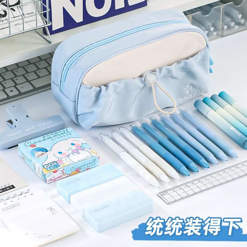 華傑廠家批發學生大容量收納筆袋高顏值鉛筆盒 ins桌面文具收納袋