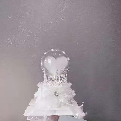 小紅書網紅同款三角皇冠插件 慕斯球棉花團魚尾紗生日蛋糕裝飾