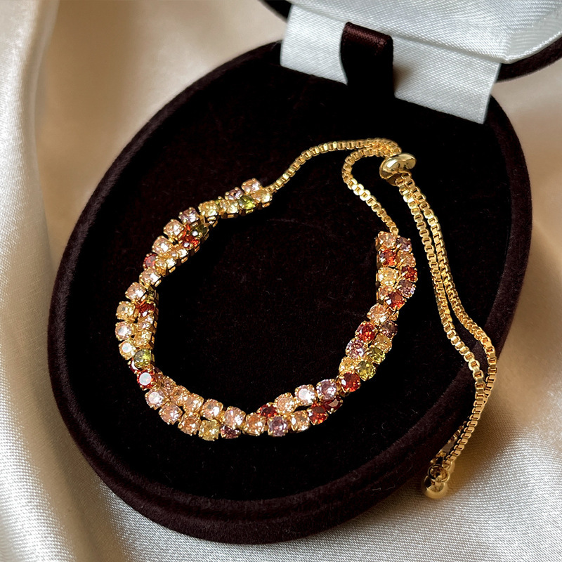 Dopamine Colored Zircon Twist Braided Stacking Bracelets for Women, High-End Luxury Niche New Chinese Style Jewelry Wholesale Dopamine Colored Zircon Twist Braided Stacking Bracelets for Women, High-End Luxury Niche New Chinese Style Jewelry Wholesale