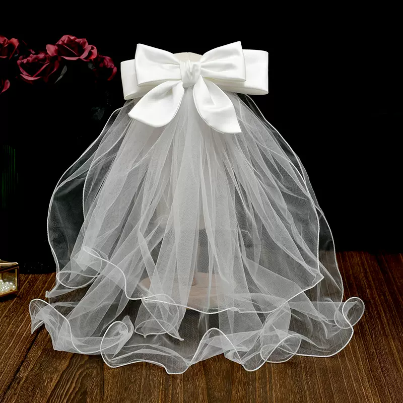 白鹿同款领证小头纱新娘结婚登记发饰网红拍照道具求婚女简约头饰
