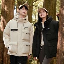 工装连帽羽绒服男冬季2025冬季新款户外防风运动外套中长款保暖