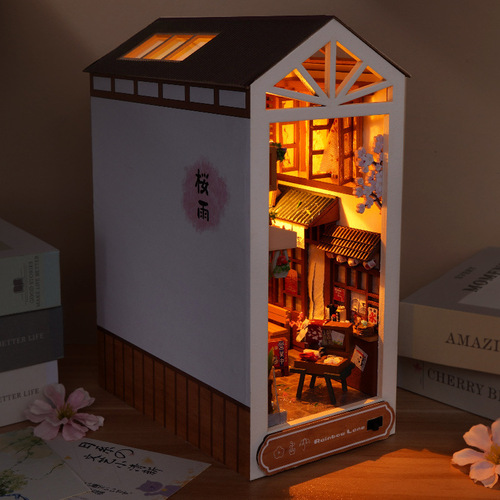 Cross-border diy cabin bookends hand-assembled three-dimensional house model children's toys luminous birthday gifts wholesale