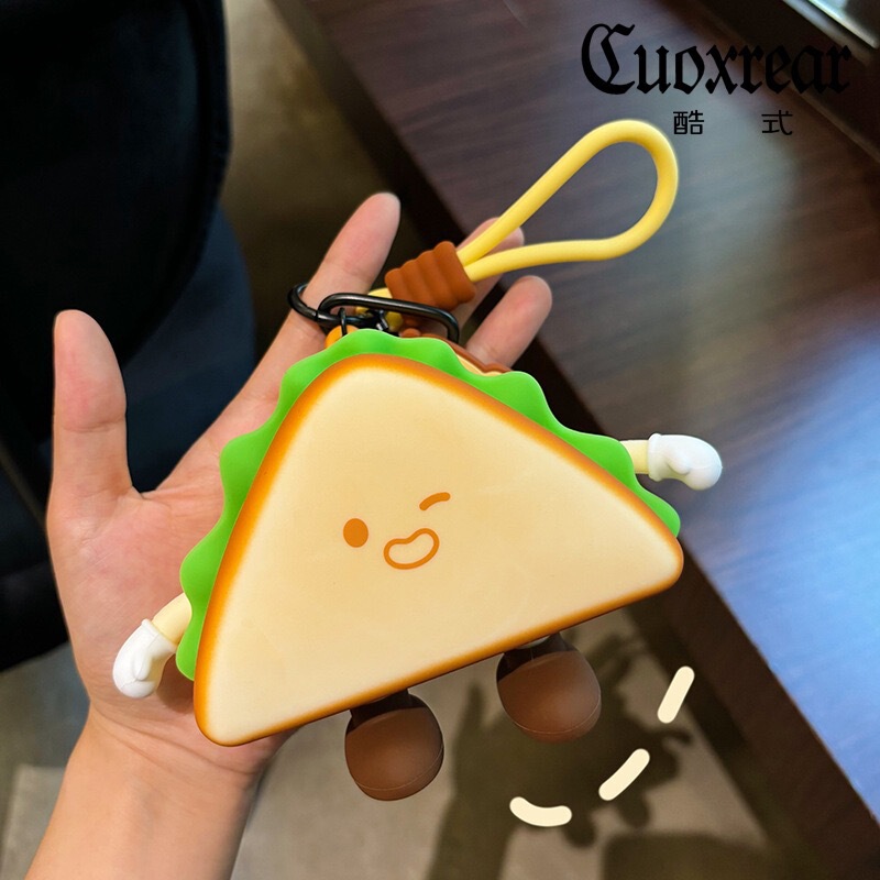 可爱下午茶收纳包创意潮流硅胶零钱包耳机包可爱牛角包书包挂件|undefined