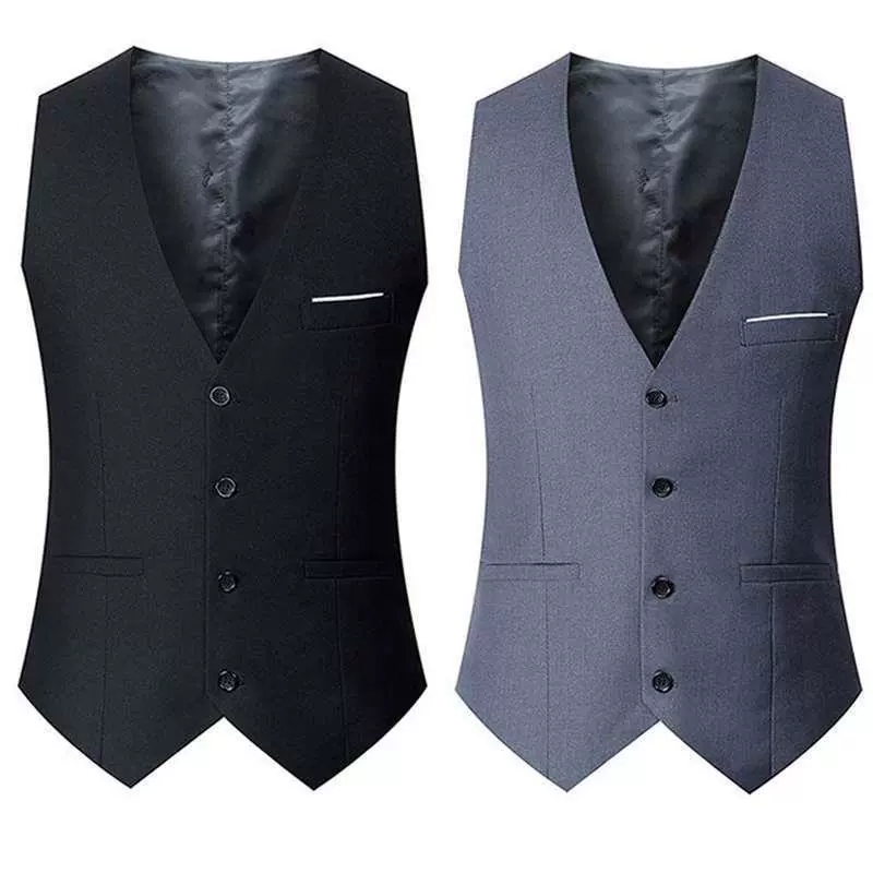 Новинка весны и осени, модный мужской костюмный жилет с белым воротником, приталенный мужской жилет для студентов, корейский деловой Бестселлер