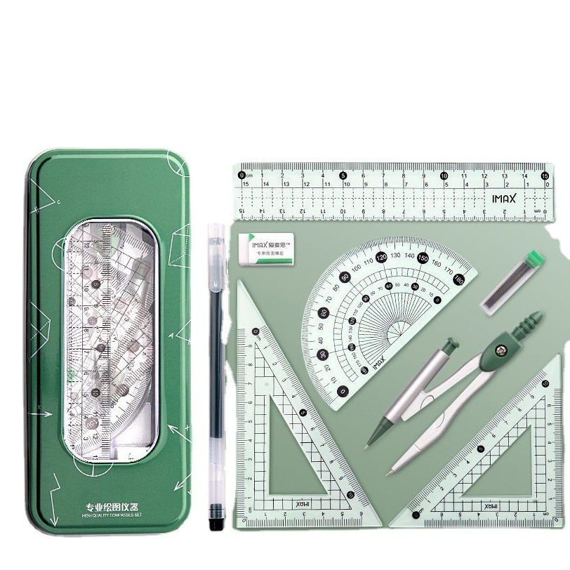Compasas juego de regla mayorista triángulo de papelería 7 juegos de 8 juegos de examen regla de dibujo de regla