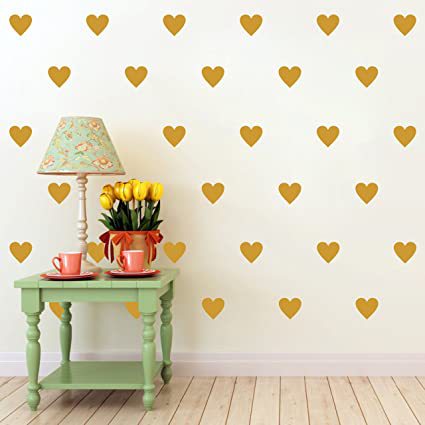 个性时尚金色爱心艺术自粘墙贴亚金材料客厅卧室儿童房可移除墙贴