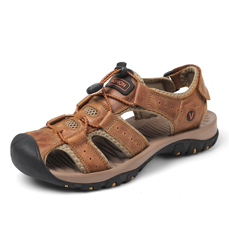 Nuevas sandalias transfronterizas de moda para hombres zapatillas de cuero al aire libre zapatos deportivos casuales transpirables zapatos de playa al por mayor