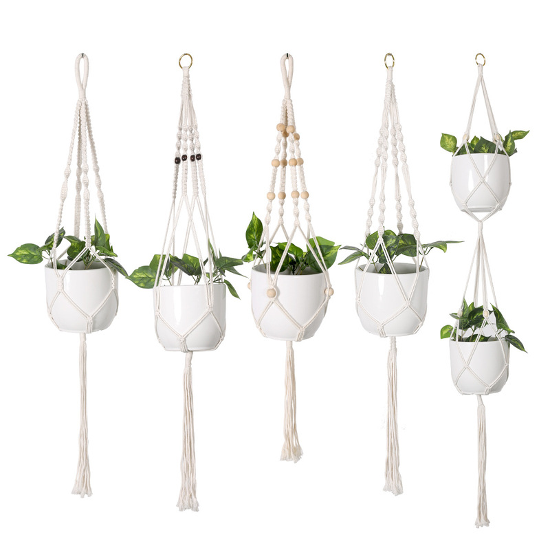 Creative Flower Pot Net Bag, Cotton Rope Woven Flower Pot Hanging Rope Combination Set, Hanging Basket Plant, Hanging Basket Flower Pot Creative Flower Pot Net Bag, Cotton Rope Woven Flower Pot Hanging Rope Combination Set, Hanging Basket Plant, Hanging Basket Flower Pot
