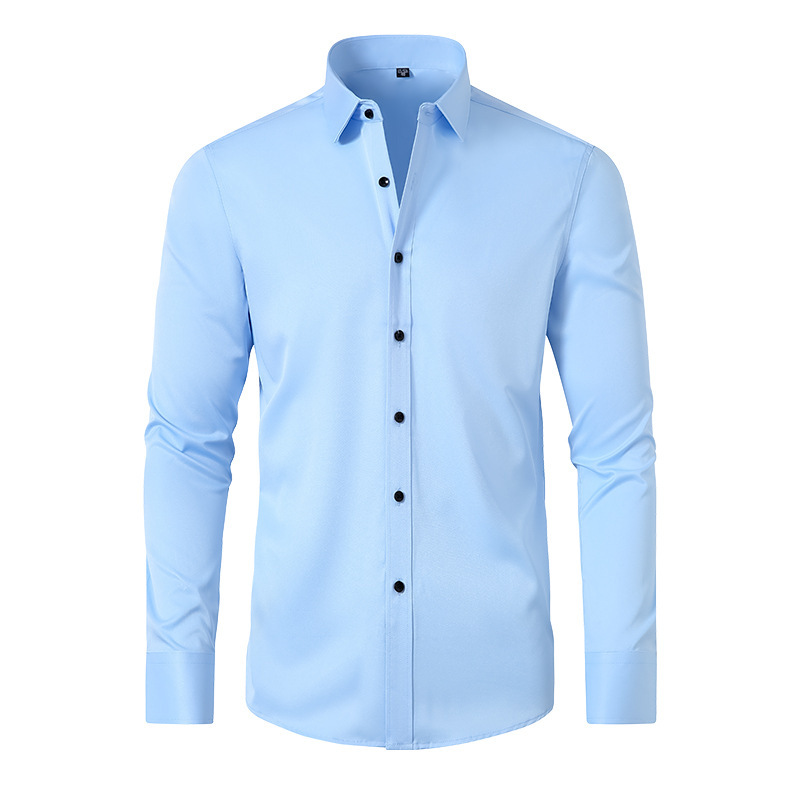 Amazon de cuatro lados de la camisa elástica de los hombres SLIM-Fit delgada camisa de los hombres del músculo anti-arrugas no-planchar cross-border ropa de los Hombres Calientes