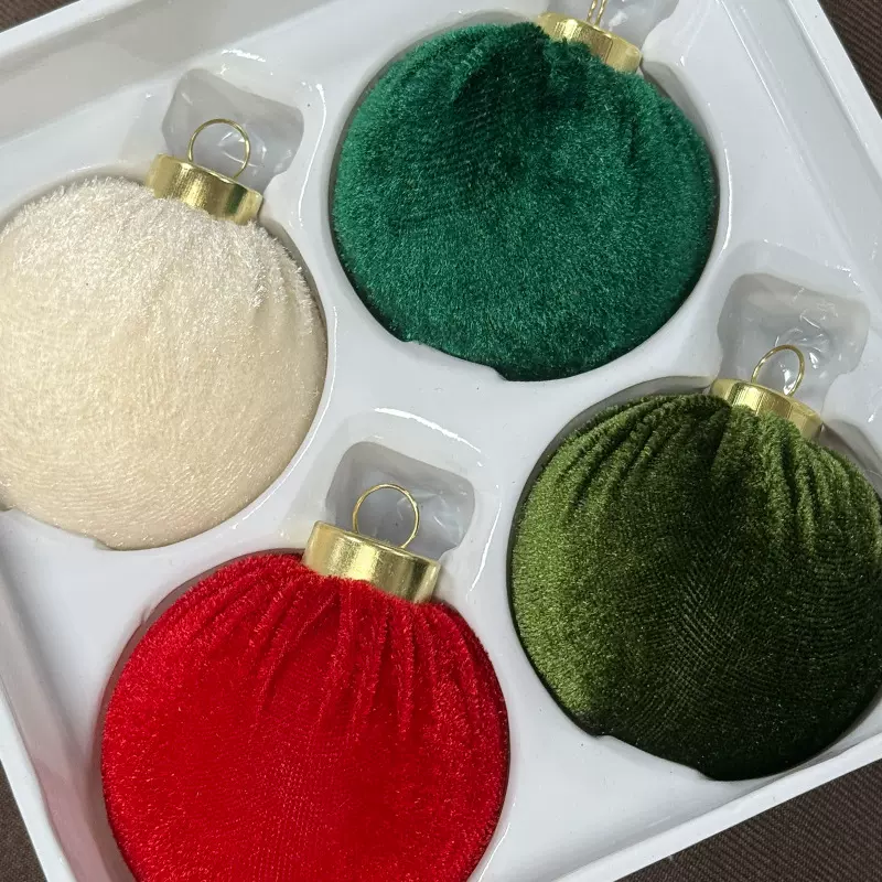 植绒圣诞球24个装套装圣诞树挂件节日氛围感场景布置装饰品小摆件