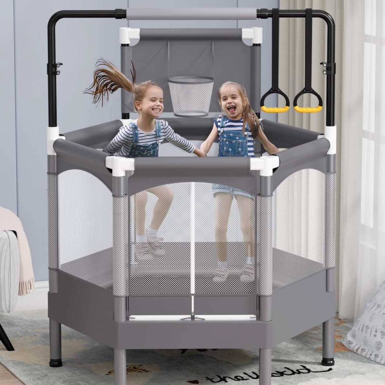 Bed Home Trampoline Kidsren's Protective Net Rub Ring Infant Indoor British Baby Jumping Bed Kidsren's Swing