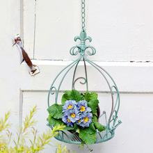 美式鐵藝皇冠懸掛吊籃戶外庭院做舊陽台花園花盆掛式花架壁掛裝飾