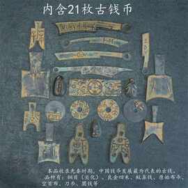 中国钱币史仿古钱铜币先秦货币21枚精装册鬼脸刀币布币收藏全套