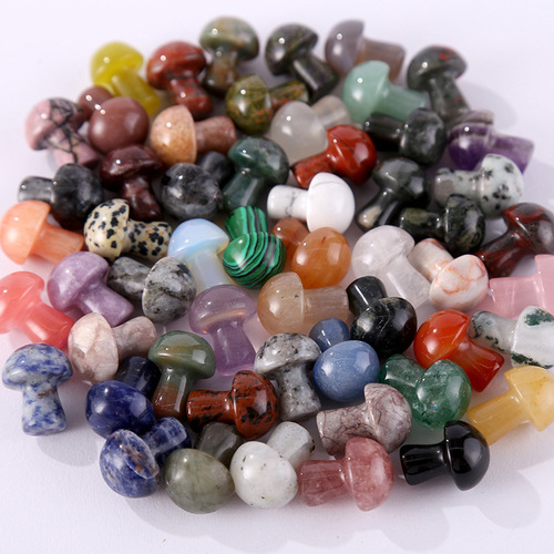 Natural stone crystal mushroom gemstone handicrafts ornaments diy jewelry accessories jade agate pendant pendant cross-border