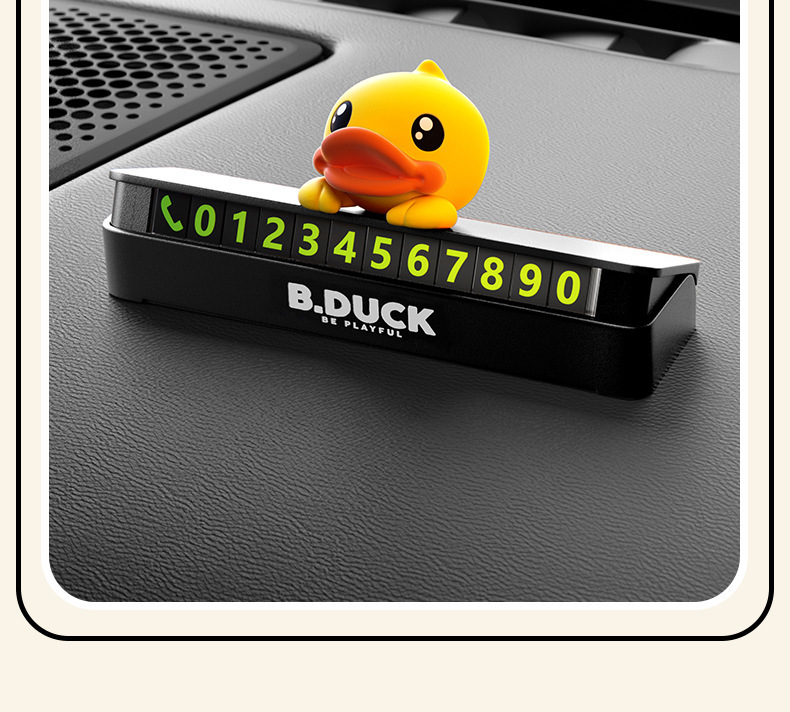 Little Yellow Duck Temporary Parking Phone Number Plate, Hidden Car Moving Number Plate, Cute Car Accessories