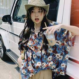 mm723短袖花衬衫男女日系复古港味风设计感小众夏威夷衬衣