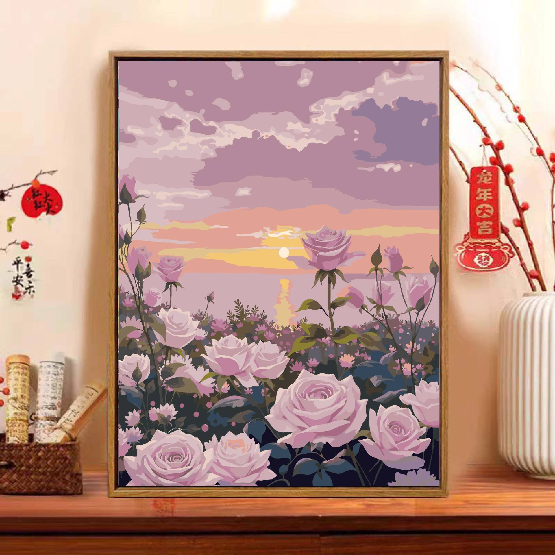 Floral pintura al óleo digital diy pintura de relleno adulto pintado a mano paisaje pintado a mano pintado acrílico pintura decorativa