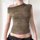 American Street Shoulder Wings Printed Short-sleeved Navel T-shirt Spice Girl Slim-fit All-match Casual Top