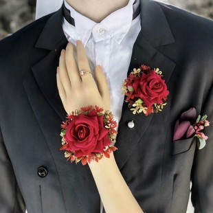 Cross-Border European and American Rose Gold Retro Corsage Wrist Flower Wedding Bride Bridesmaid Wrist Flower Corsage Accessories