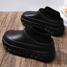 棉拖鞋男冬季加绒加厚保暖轮胎底包头拖鞋防水防滑踩屎感增高棉鞋