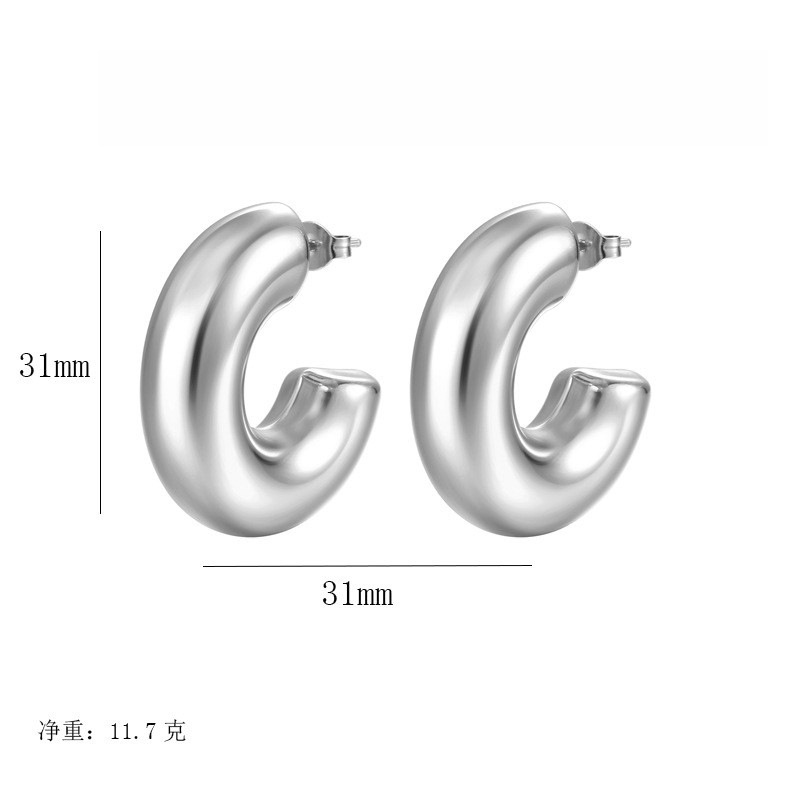 강철의 둥근 C 형 중공 귀걸이