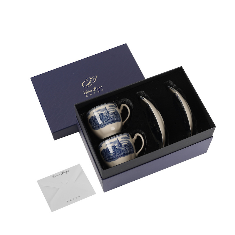 蓝色城堡欧式复古宫廷风陶瓷咖啡杯碟 下午茶茶具套装|undefined