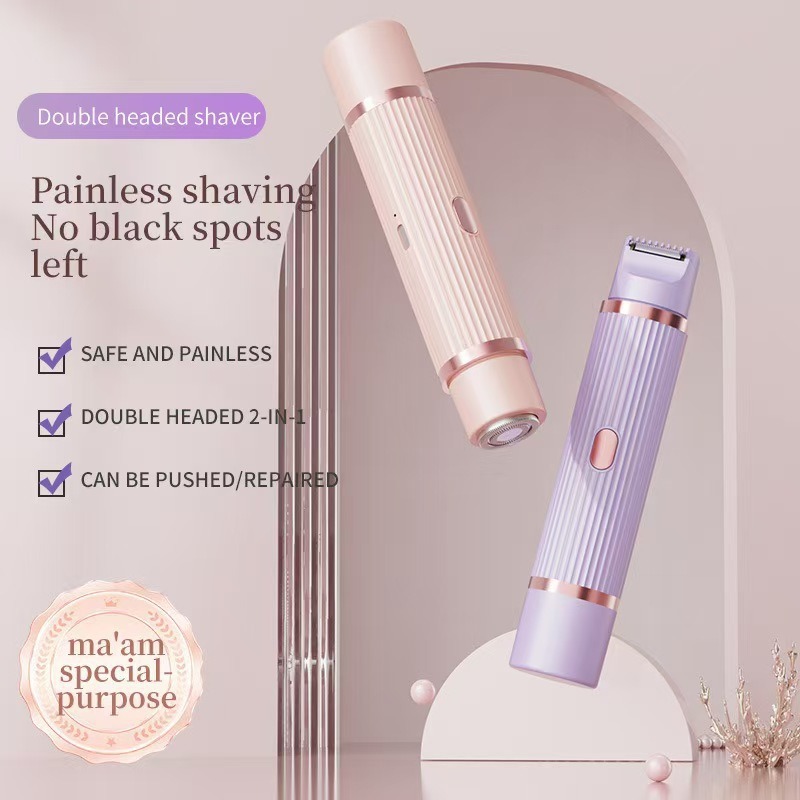 Cross-border women's double-head shaver, private armpit hair removal device, electric hair trimmer, wet and dry hair removal artifact 2